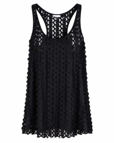 ASOS DESIGN popcorn texture racer beach mini dress in black