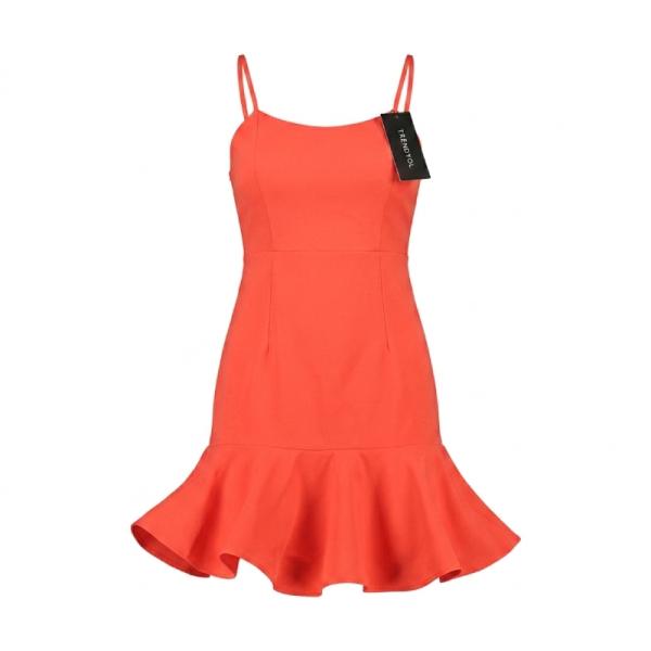 Trendyol pleated skirt mini dress in orange