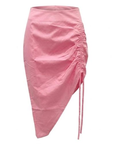 Public desire ruched side midi skirt in fuschia