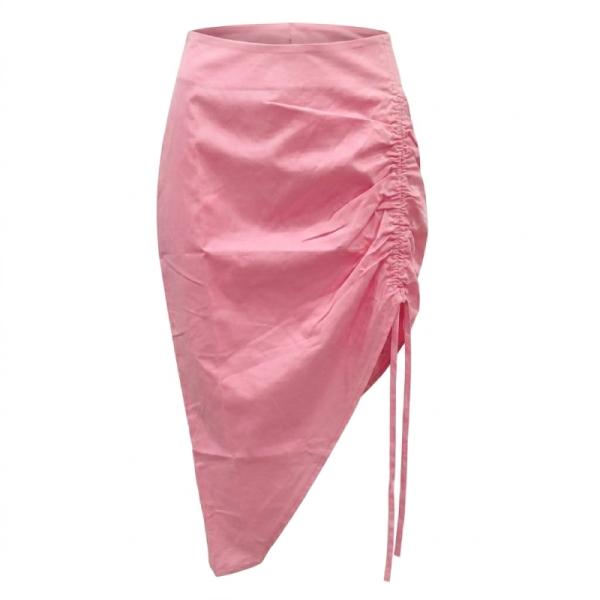 Public desire ruched side midi skirt in fuschia