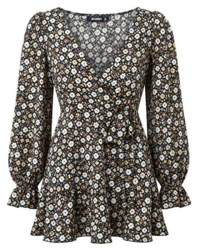MISSGUIDED puff sleeve floral mini dress