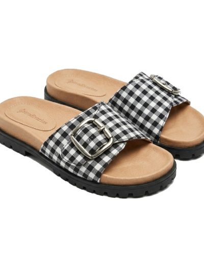 Stradivarius gingham  strap slides